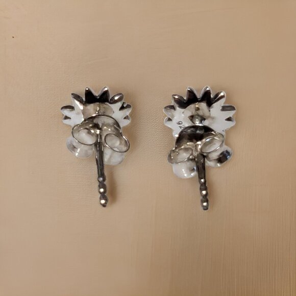 Brand New 925 Solid Sterling Silver Stud Post Sunflower Sun Flower Earrings - Picture 2 of 2